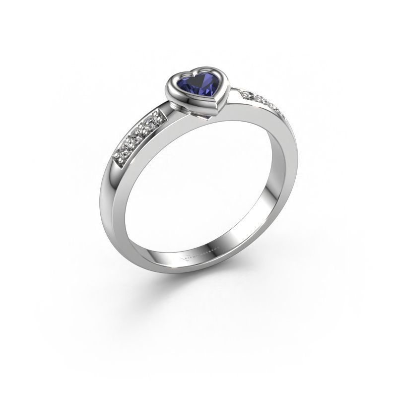 Verlovingsring Lieke Heart 585 witgoud saffier 4 mm