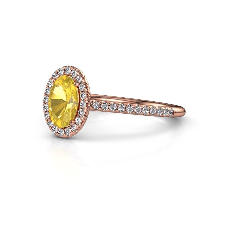 Image of Engagement ring seline ovl 2<br/>585 rose gold<br/>Yellow sapphire 7x5 mm