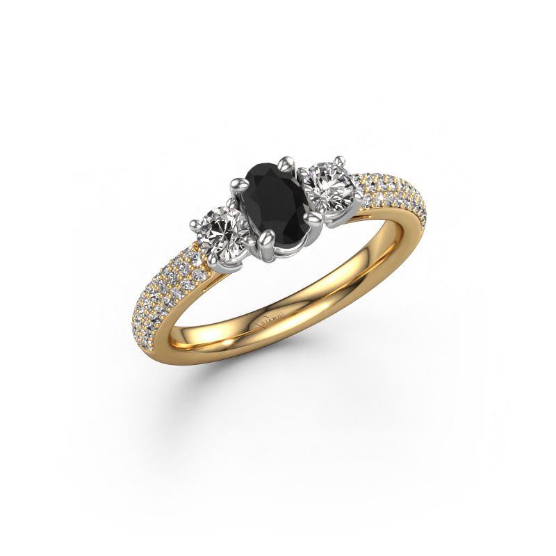 Engagement ring Marielle OVL 585 gold black diamond 1.45 crt