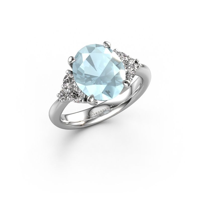 Engagement ring Aleida OVL 1 950 platinum aquamarine 9x7 mm