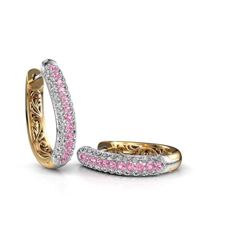 Image of Hoop earrings Danika 12.5 A 585 white gold pink sapphire 1.7 mm