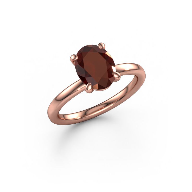Bague de fiançailles Simone OVL 1 585 or rose grenat 9x7 mm