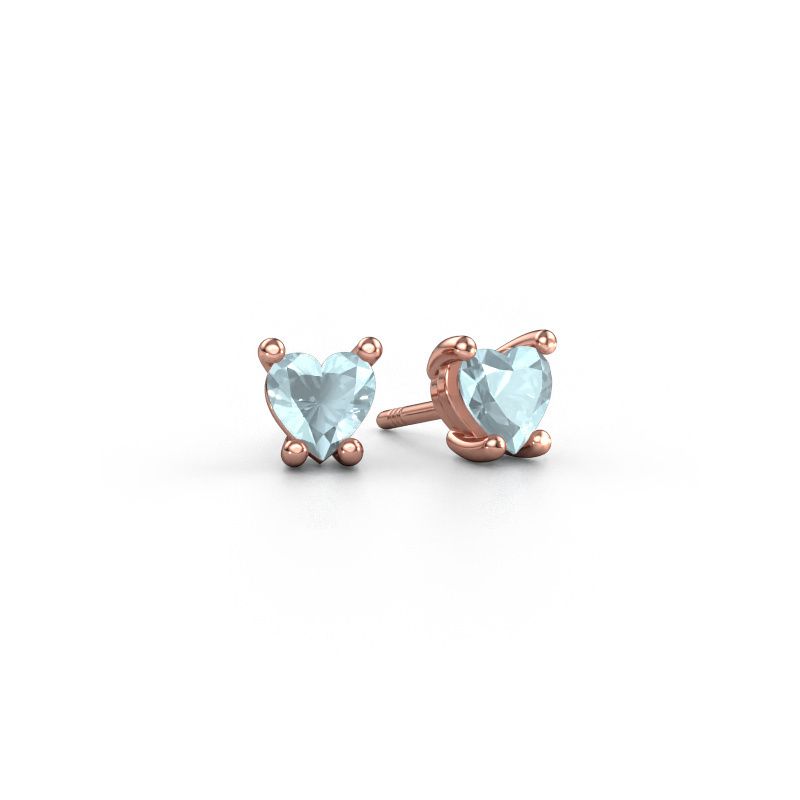 Ohrringe Sam Heart 585 Roségold Aquamarin 5 mm