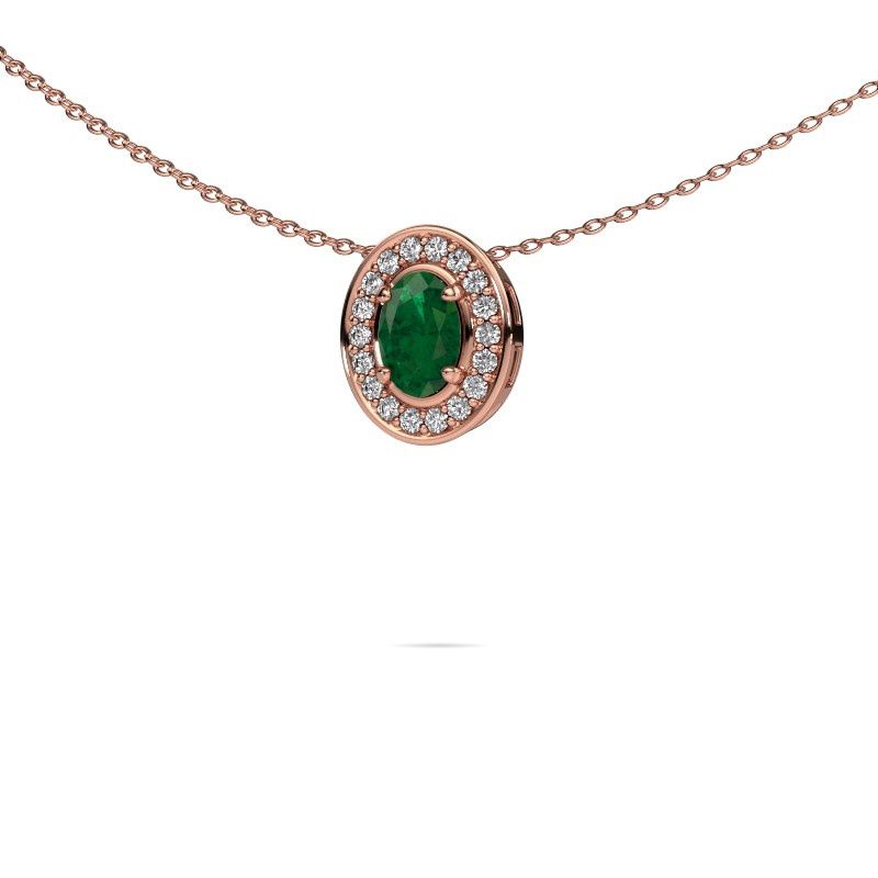 Collier Madelon 585 or rose emeraude 6x4 mm