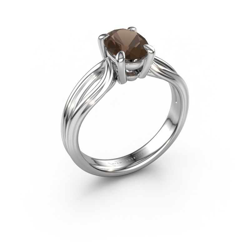 Verlobungsring Antonia ovl 1 950 Platin Rauchquarz 8x6 mm