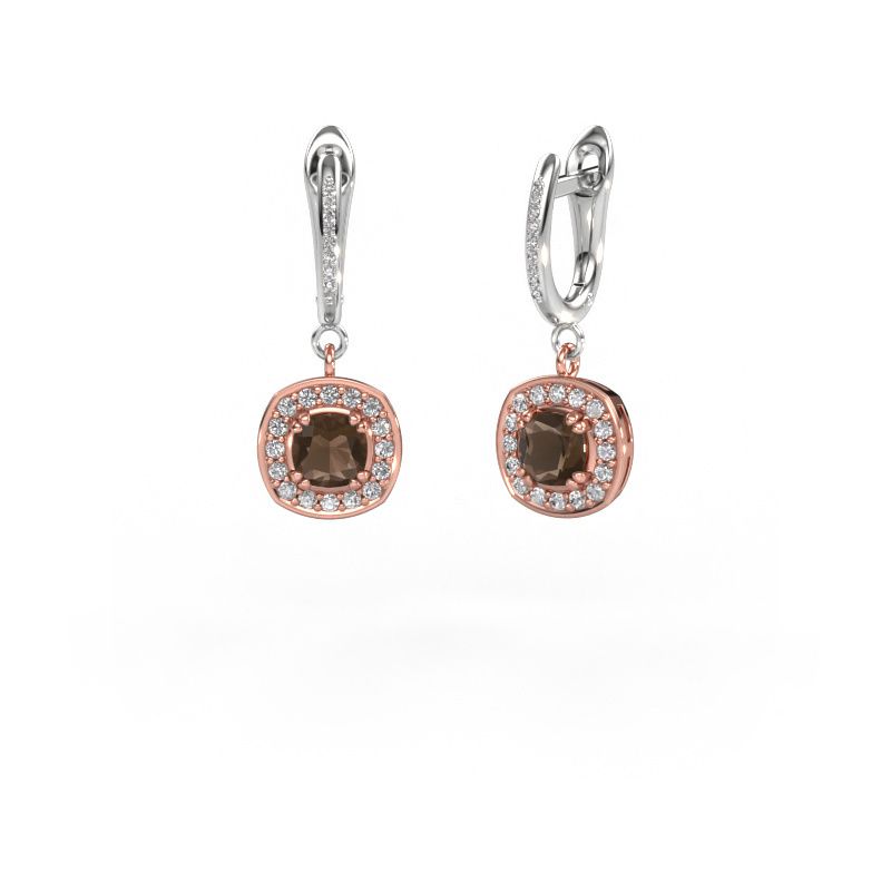 Drop earrings Marlotte 2 585 rose gold smokey quartz 5 mm