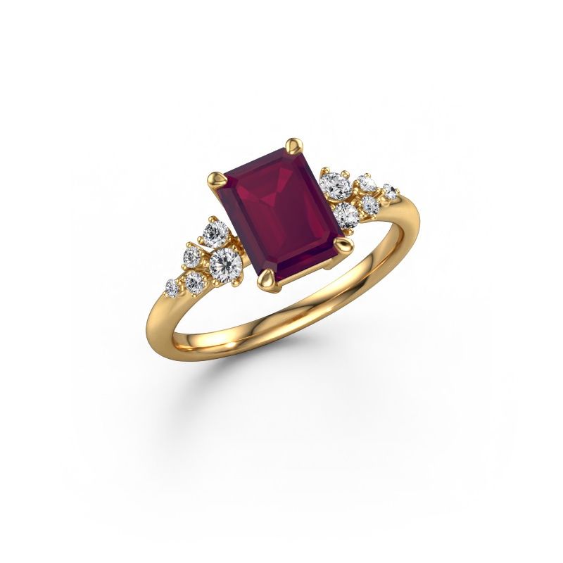Verlovingsring Royce EME 585 goud rhodoliet 8x6 mm
