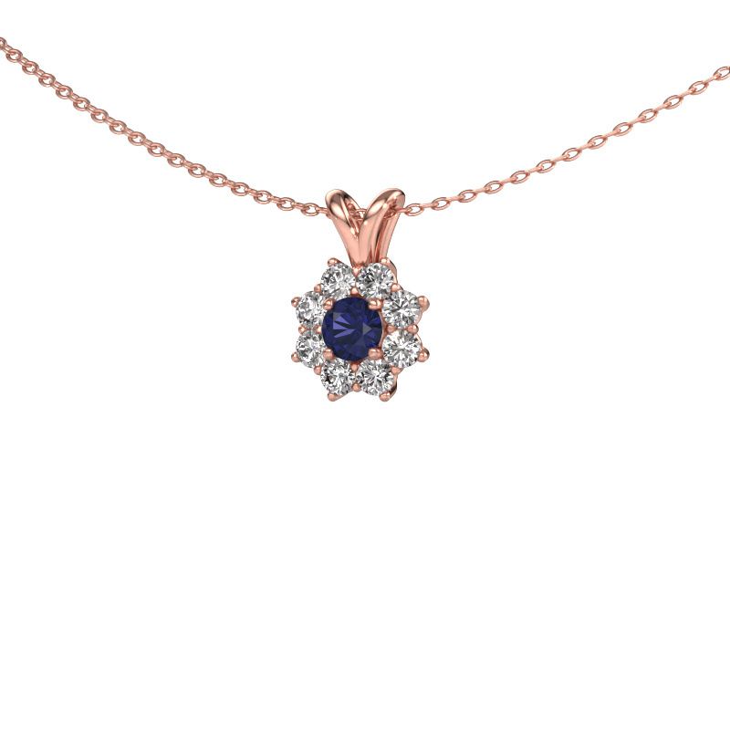 Hanger Carolyn 585 rosé goud saffier 4 mm