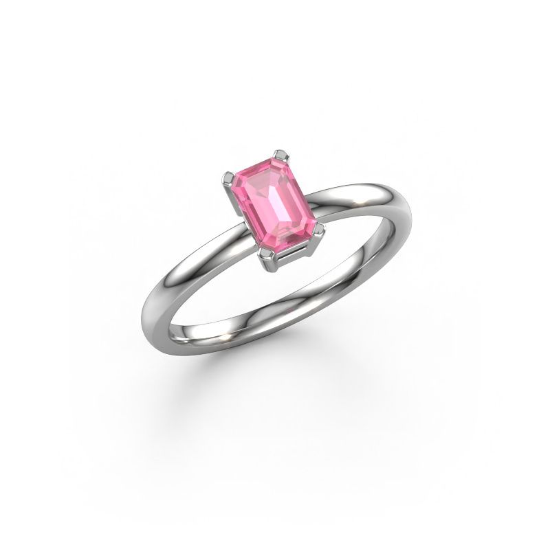 Engagement ring Denita 1 EME 950 platinum pink sapphire 6x4 mm