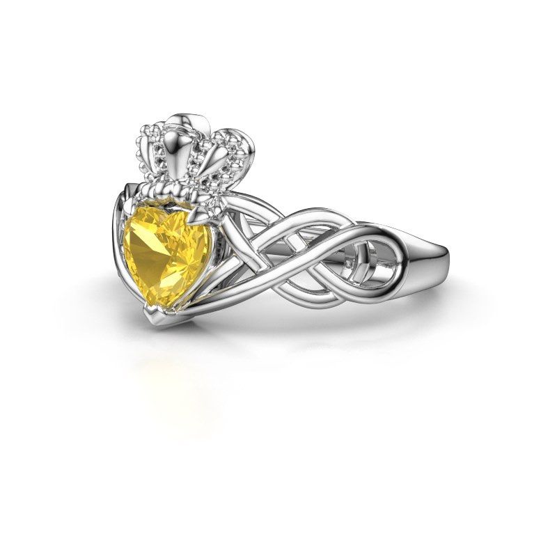 Image of Ring Lucie 585 white gold yellow sapphire 6 mm
