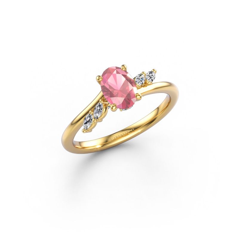 Engagement ring Rosalee OVL 585 gold tourmaline pink 7x5 mm