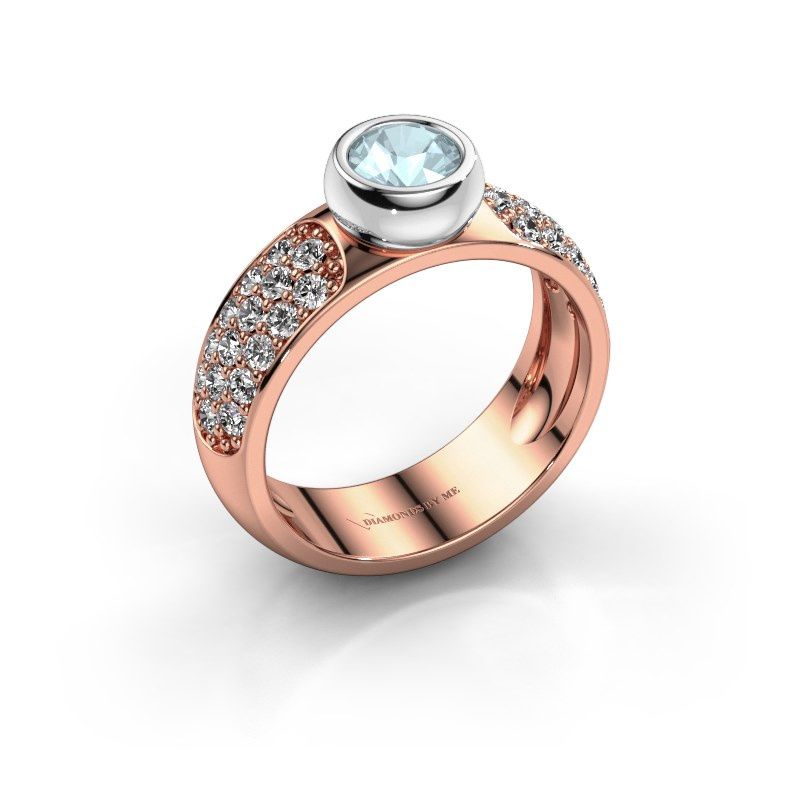 Afbeelding van Belofte ring Benthe 585 rosé goud aquamarijn 5 mm