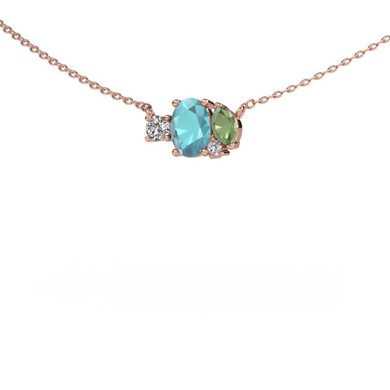Pendentif Frauke OVL 585 or rose topaze bleue 7x5 mm
