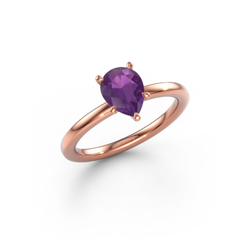 Engagement ring Crystal PER 1 585 rose gold amethyst 8x6 mm