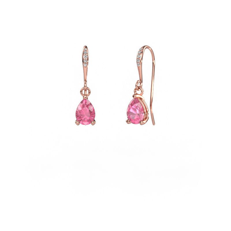 Pendants d'oreilles Laurie PER 2 585 or rose saphir rose 7x5 mm
