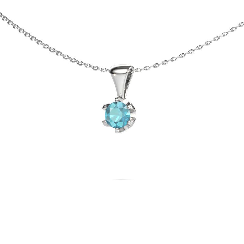 Kette Fran 585 Weißgold Blau Topas 5 mm