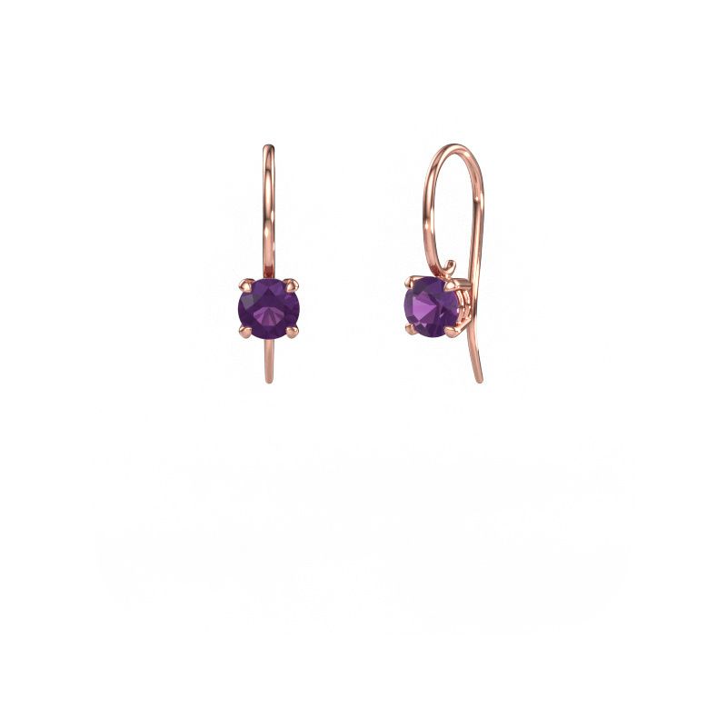 Drop earrings Cleo RND 585 rose gold amethyst 5 mm