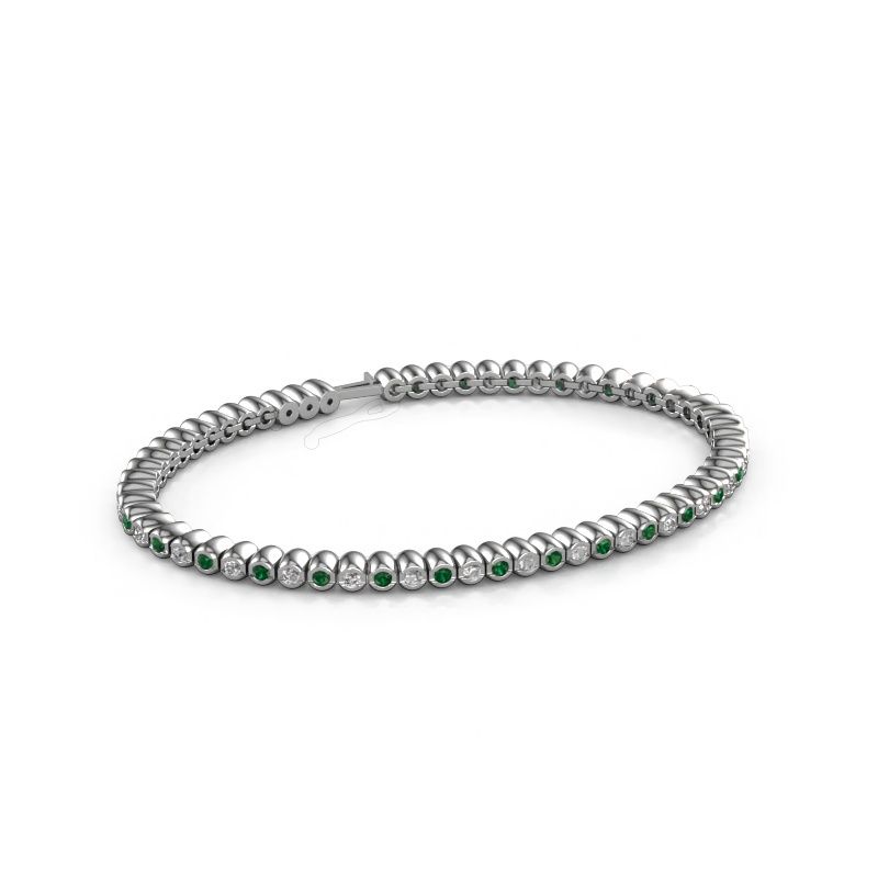 Bracelet tennis Bianca 2 mm 585 or blanc emeraude 2 mm