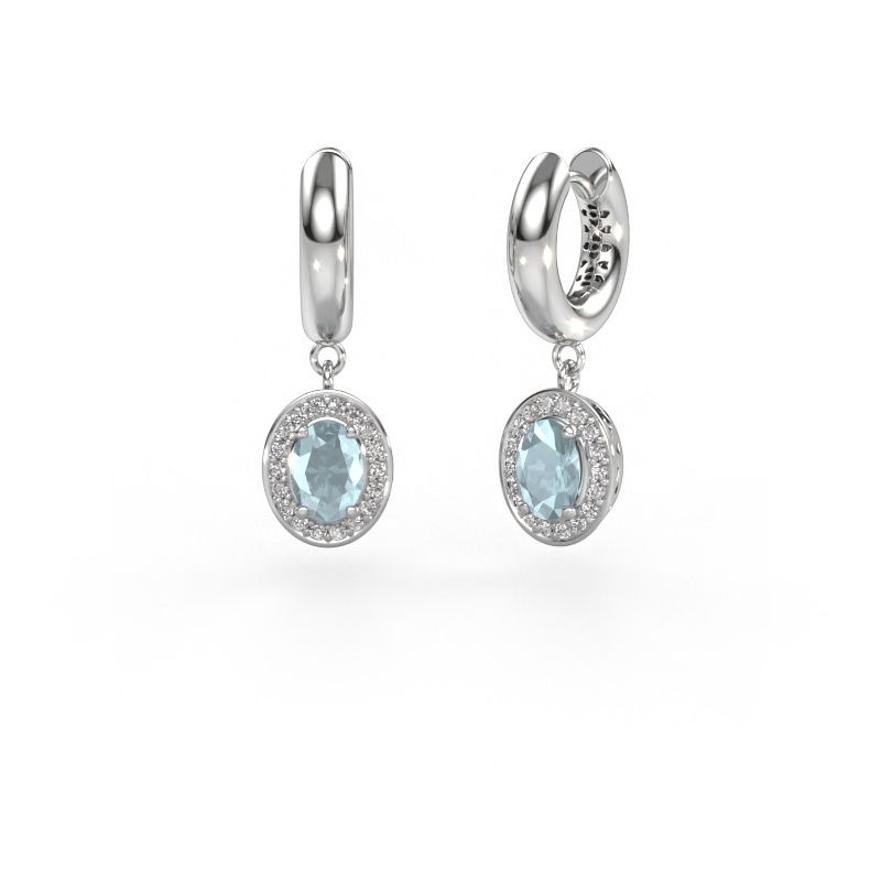 Pendants d'oreilles Annett 950 platine aigue-marine 7x5 mm