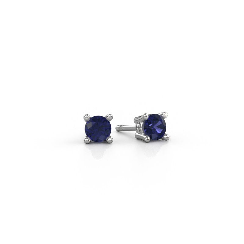 Clous d'oreilles Jannette 950 platine saphir 4 mm