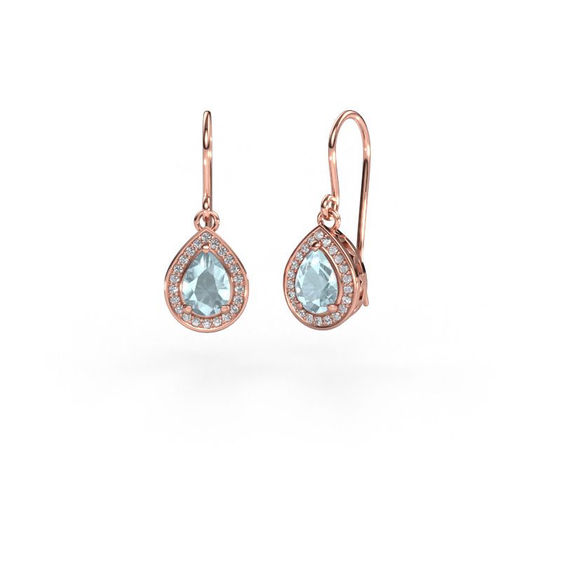 Pendants d'oreilles Beverlee 1 585 or rose aigue-marine 7x5 mm