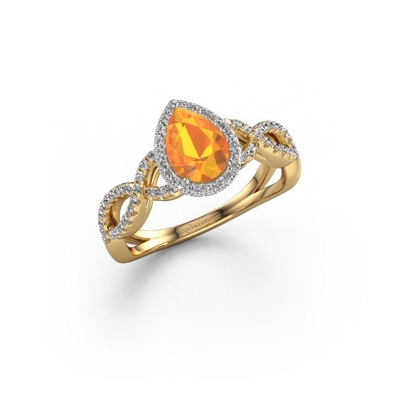 Engagement ring Dionne pear 585 gold citrin 7x5 mm