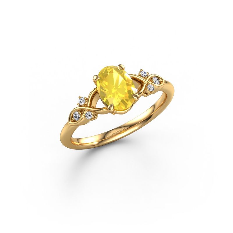 Engagement ring Azra OVL 585 gold yellow sapphire 8x6 mm