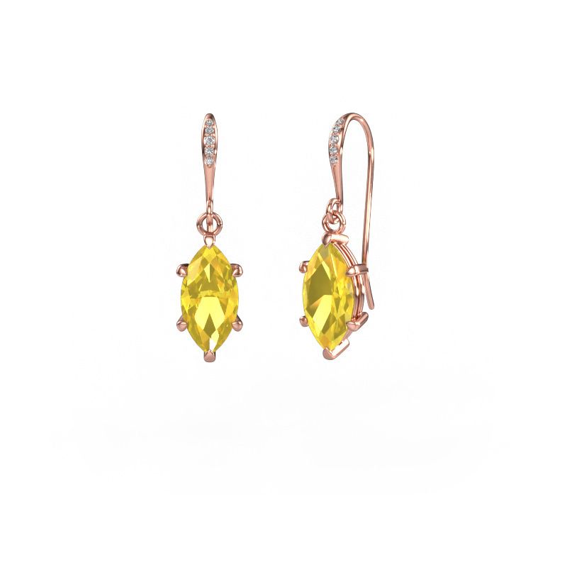 Pendants d'oreilles Laurie MRQ 2 585 or rose saphir jaune 10x5 mm