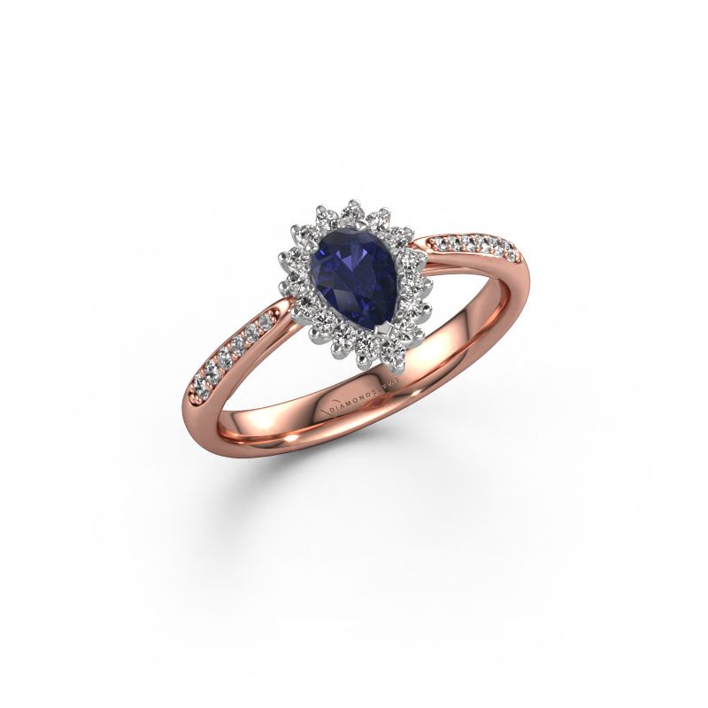 Verlovingsring Tilly per 2 585 rosé goud saffier 6x4 mm