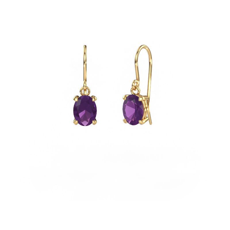 Drop earrings Laurie OVL 1 585 gold amethyst 8x6 mm