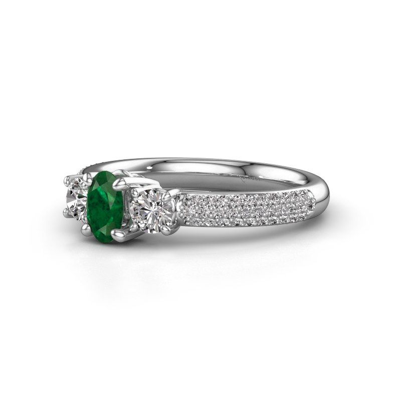 Image of Engagement Ring Marielle Ovl<br/>950 platinum<br/>Emerald 6.5x4.5 mm