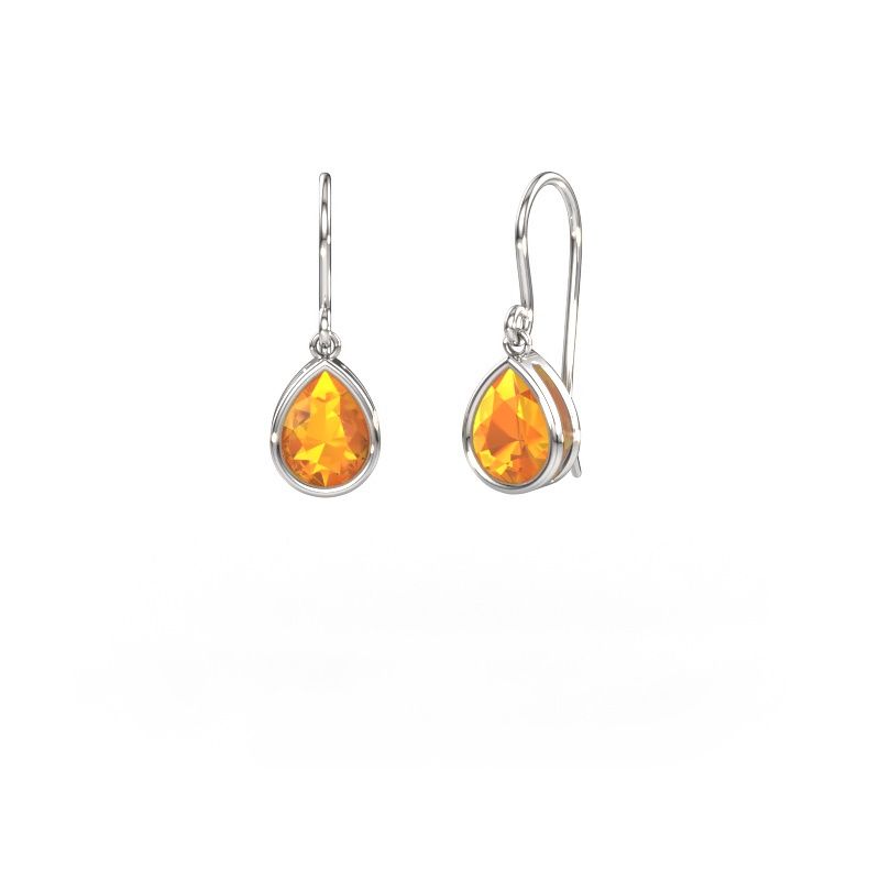 Earrings Lavon PER 585 white gold citrin 8x6 mm
