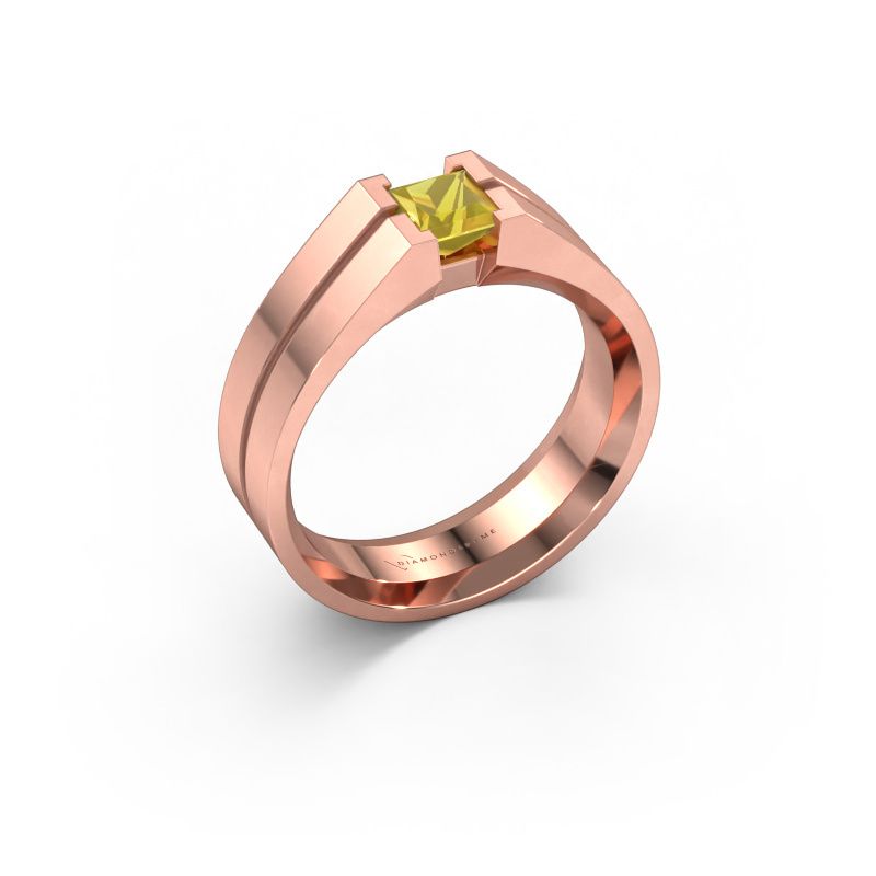Heren ring Stefan 585 rosé goud gele saffier 4.5 mm