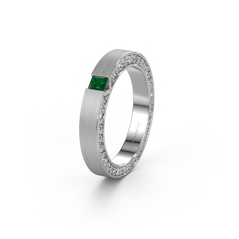 Wedding ring WH2140L14B 950 platinum emerald ±3,5x2 mm