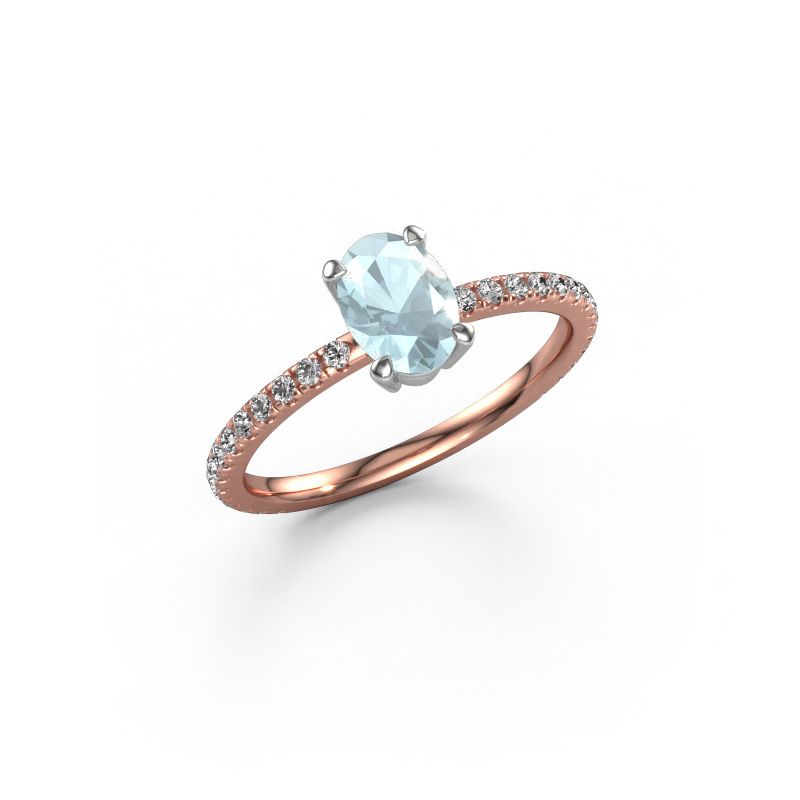 Verlobungsring Lynelle 2 585 Roségold Aquamarin 7x5 mm