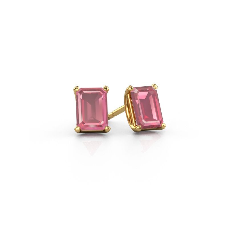 Stud earrings Sam EME 585 gold tourmaline pink 7x5 mm