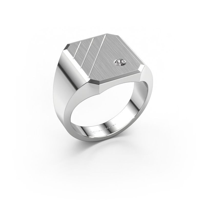 Signet ring Patrick 4 950 platinum zirconia 2.5 mm