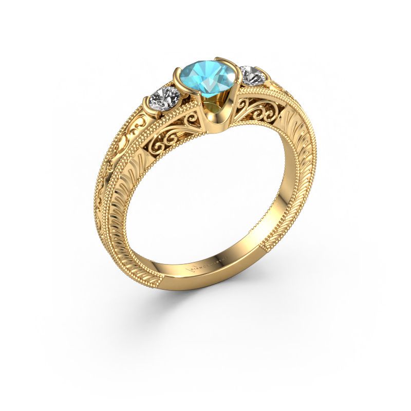 Promise ring Tasia 585 gold blue topaz 5 mm