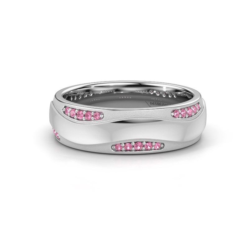 Image of Wedding ring WH2062L26BM<br/>585 white gold ±6x2 mm<br/>Pink sapphire