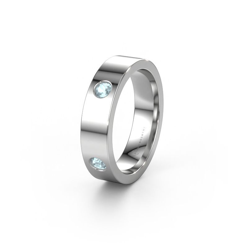Trouwring WH0104L15BP 585 witgoud aquamarijn 3 mm ±4x2 mm