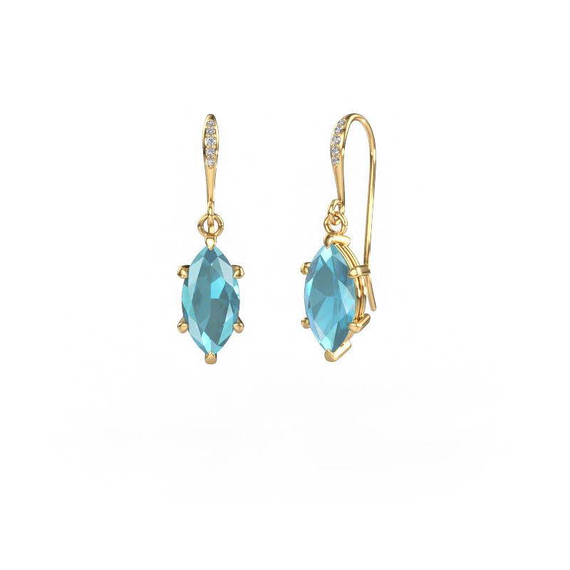 Drop earrings Laurie MRQ 2 585 gold blue topaz 10x5 mm