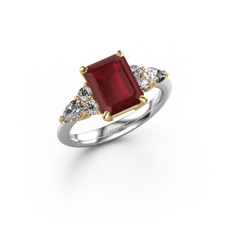 Promise ring Melani EME 585 witgoud robijn 9x7 mm