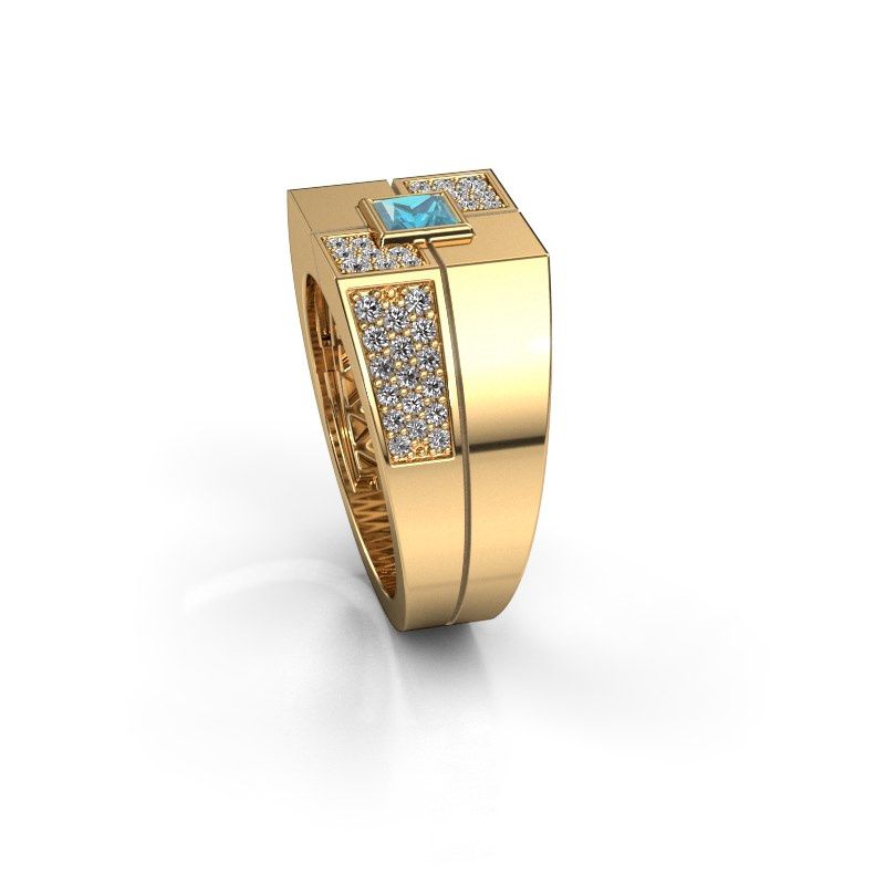 Afbeelding van Heren ring Rogier<br/>585 goud<br/>Blauw topaas 4 mm