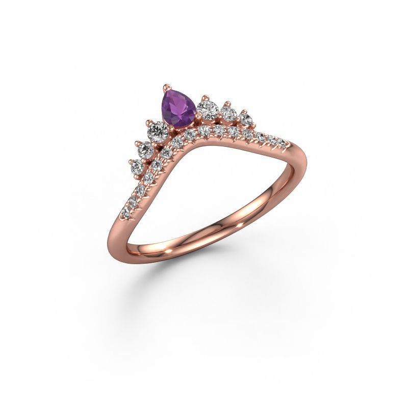 Vorsteckring Crown A 585 Roségold Amethyst 4x3 mm