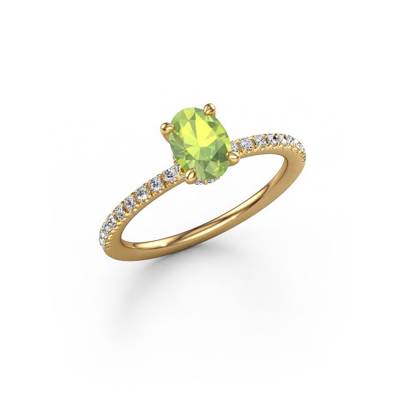 Anello di fidanzamento Crystal OVL 4 585 oro peridoto 7x5 mm
