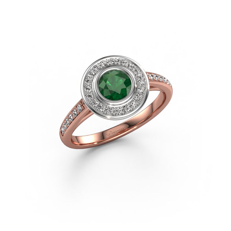 Verlobungsring Noud 2 RND 585 Roségold Smaragd 5 mm