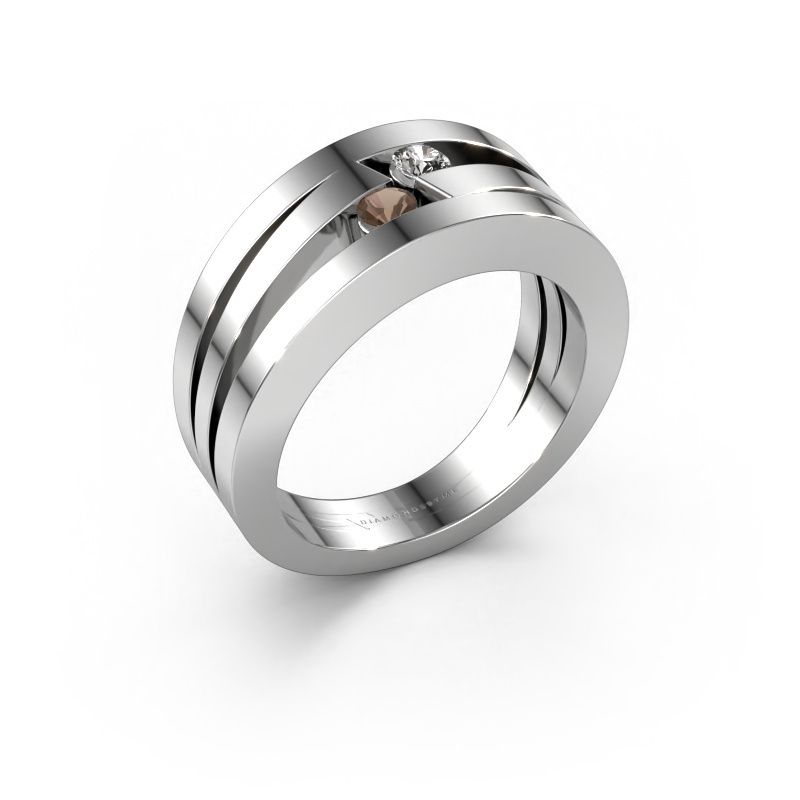 Ring Valerie 585 white gold smokey quartz 2.7 mm