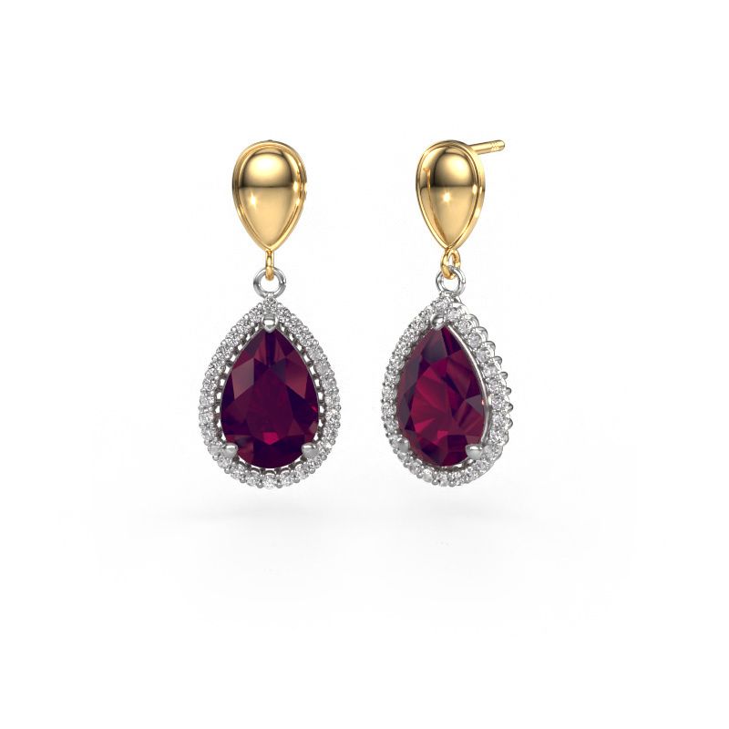 Pendants d'oreilles Tilly per 1 585 or blanc rhodolite 12x8 mm