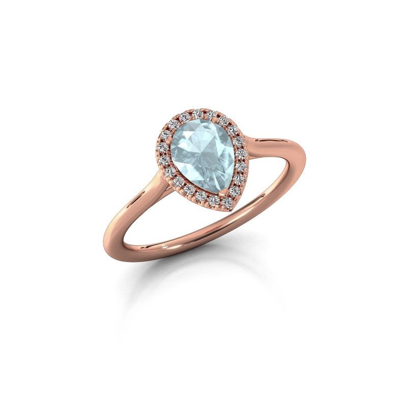 Image of Engagement ring seline per 1<br/>585 rose gold<br/>Aquamarine 7x5 mm