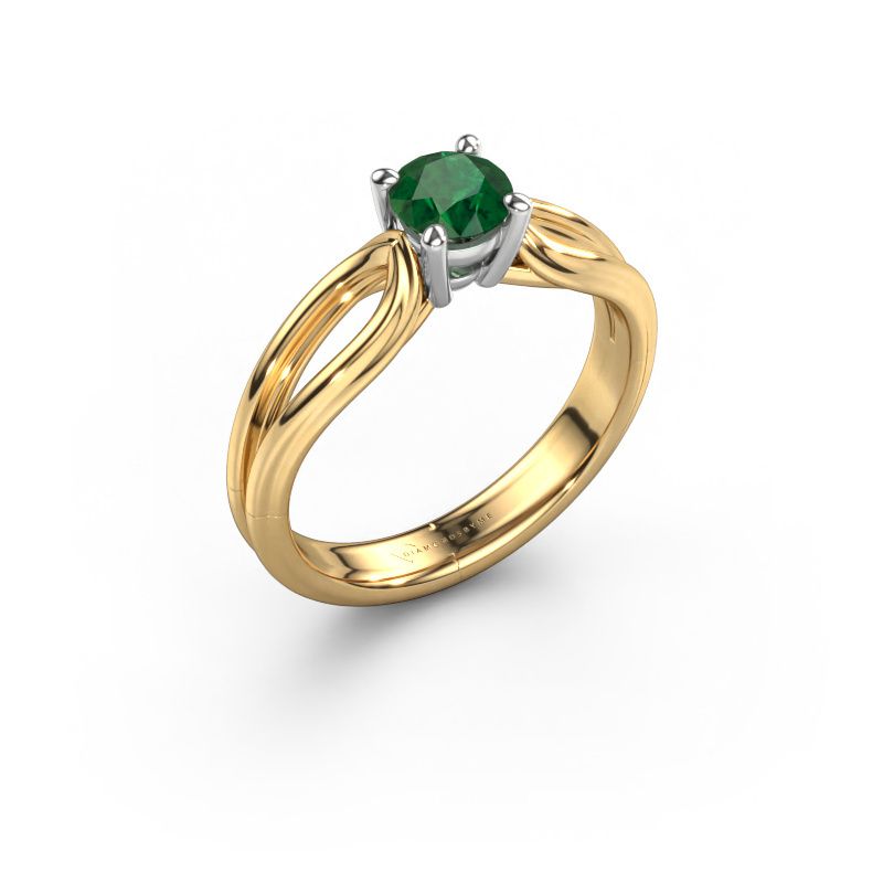 Verlovingsring Antonia rnd 1 585 goud smaragd 5 mm